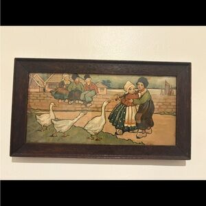 Vintage antique Framed Dutch Folk Art Print by Ethel Parkinson (1907)